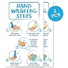 Hands Washing Steps Sign Stickers. 2 Adhesive Vinyls of 3,9 x 6,7 inches