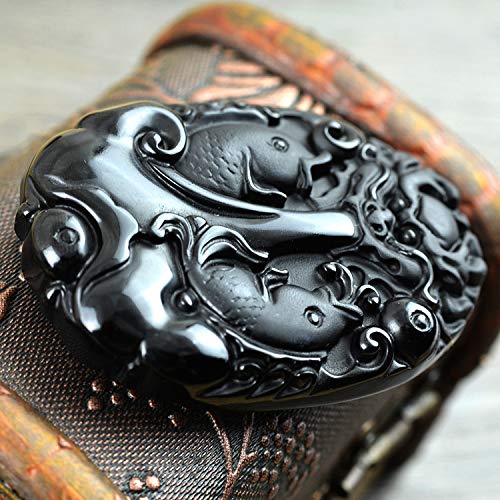 Collier pendentif poisson en obsidienne véritable, l'excellence artisanale