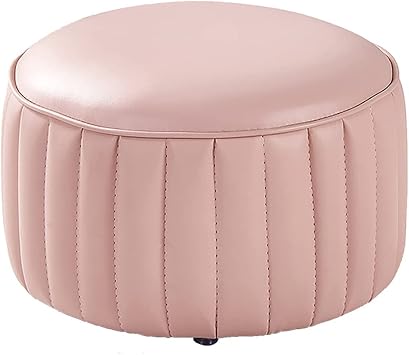 Footstool Small Ottoman Accent Bedroom Resting Footstool Sofa Stool,Round Ottoman Footrest, Premium Leather Ottoman Foot Stool for Living Room