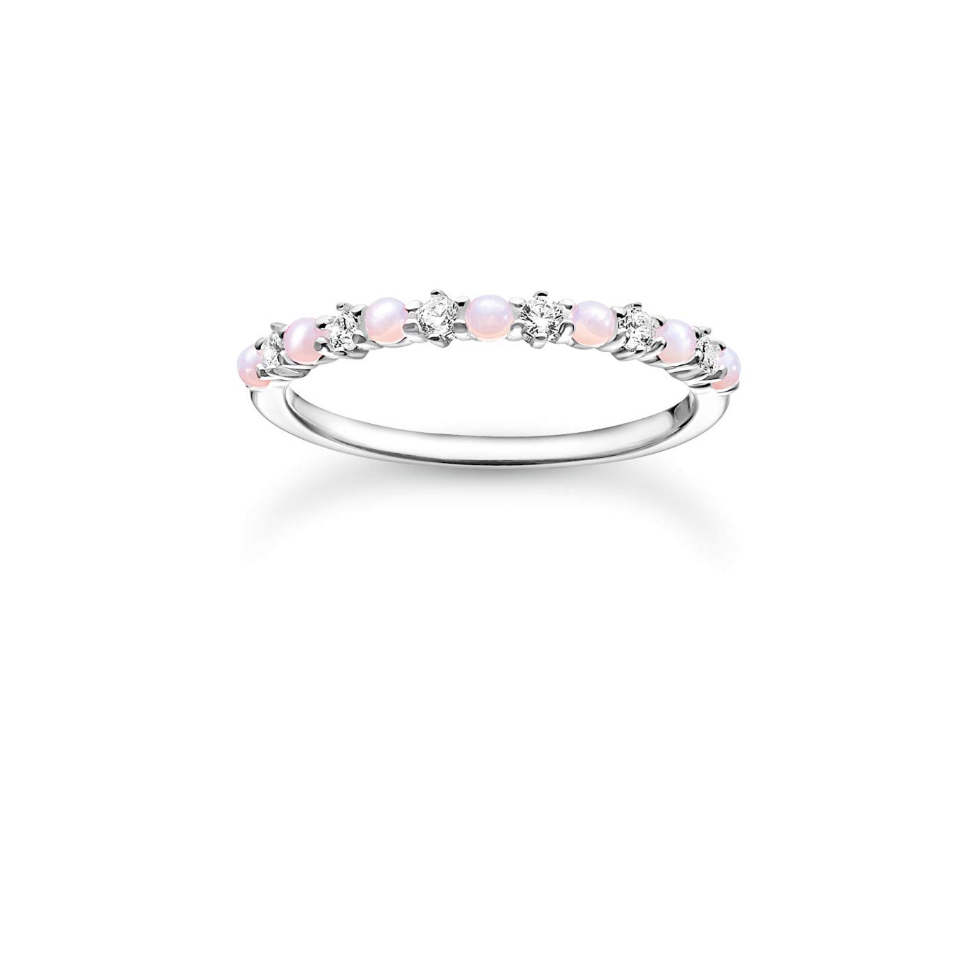 THOMAS SABO Damski pierścionek różowy i białe kamienie 925 srebro sterling TR2343-166-7, 54, Metal szlachetny, Cyrkonia