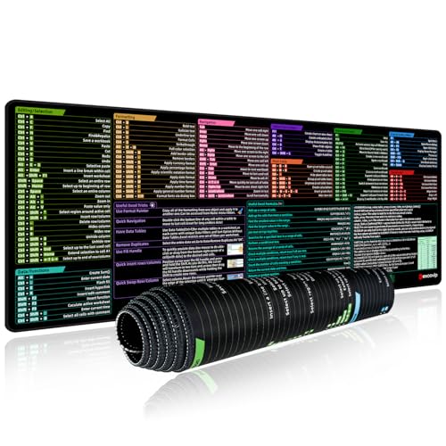 excovip Large Mouse Mat XL, Office Shortcut Mouse Pad, Extended Computer Mouse Pad/Desk Mat with Stitched Edges for Excel (Upgraded Version,900x300mm) 0271