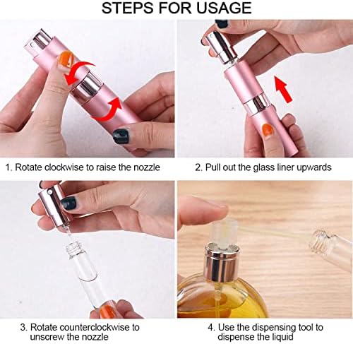 SONGQEE 8ml Travel Perfume Atomiser Refillable, 4pcs Mini Refillable Perfume Bottle Aftershave Spray Bottle, Upgraded Perfume Atomizer Perfume Pod and Refill Pump for Outdoor Traveling