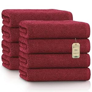 NatureMark Handdoeken Set 8 Stuks – 100% Katoen, Zacht en Zeer Absorberend, Premium Badhanddoeken voor Badkamer, Spa en Sportschool, 50 × 100 cm, Bordeauxrood