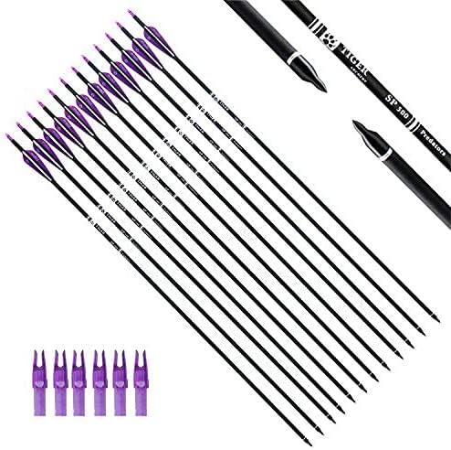 TIGER ARCHERY 30Inch Carbon Arrow Practice Hunting Arrows with Removable Tips for Compound & Recurve Bow(Pack of 12) TIGER ARCHERY 30Inch Carbon Arrow Practice Hunting Arrows with Removable Tips for Compound & Recurve Bow(Pack of 12)