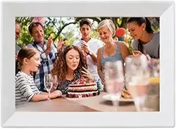 Porta Retrato Digital, Porta-Retrato Digital Wifi 7 Polegadas Touch C/Alto Falante, a Escolha Perfeita para Presente(branco)