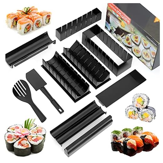 10 piezas Kit para Hacer Sushi, Moldes Sushi Maker Kit,Molde Inicio Hacer Sushi,Kit De Forma para Sushi, Sushi Maker DIY Juego Completo De Cocina Adecuado con Tenedor y Espátula, para Principiantes