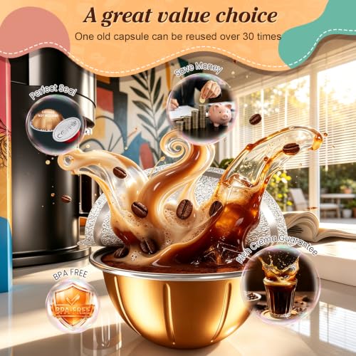 Image of Reusable Vertuo Pods Foil Lids for Nespresso Machine(No Pod) | Money-saver, 100 Aluminum Foil Seal Lids, Compatible with Vertuo Plus, Pop, Next All Size Capsules