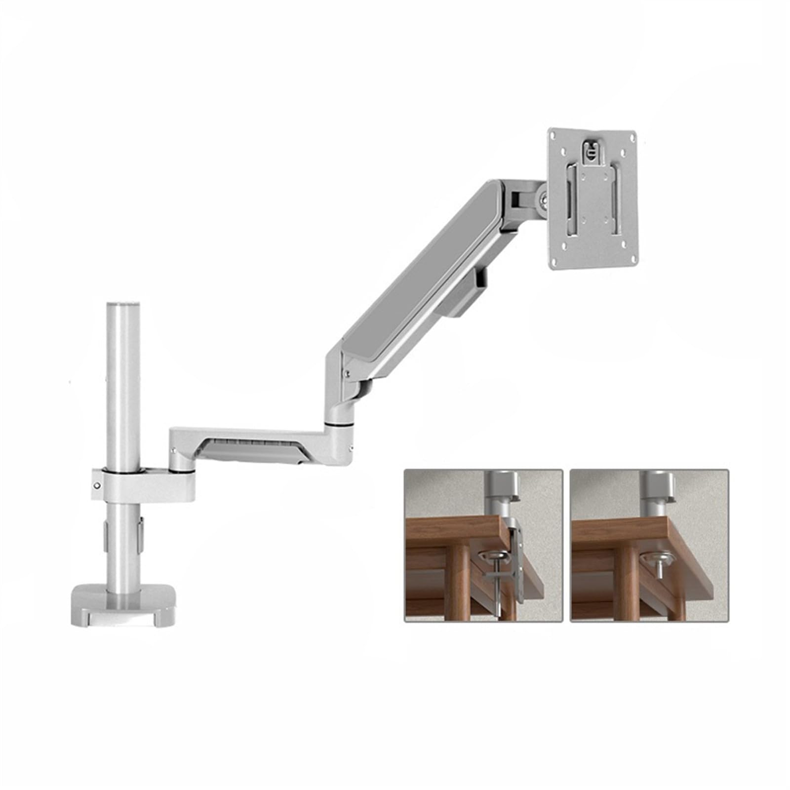 SaryEdge Display bracket arm Single Monitor Mount, Adjustable Monitor Arm Desk Mount Fits 17-32 inch Screen, Holds 19.8lb, Full Motion Gas Spring Monitor Arm w,Silver-300mm