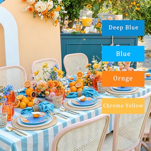 Image of 8 Rolls Crepe Paper Streamers, Blue and Orange Streamers Party Decorations for Blue Dog Paw Birthday Party Cartoon Bunting Puppy Dog Theme Celebration Decorations