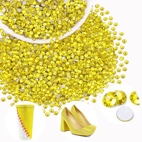 Image of 5000PCS SS6 /2mm Crystal Glass Rhinestones for Bedazzling (Lemon Yellow) | Flatback Rhinestones for Crafting DIY Nail Art Makeup Decoration, Gems Diomand Charms for Tumbler Shoes Clothing Mug