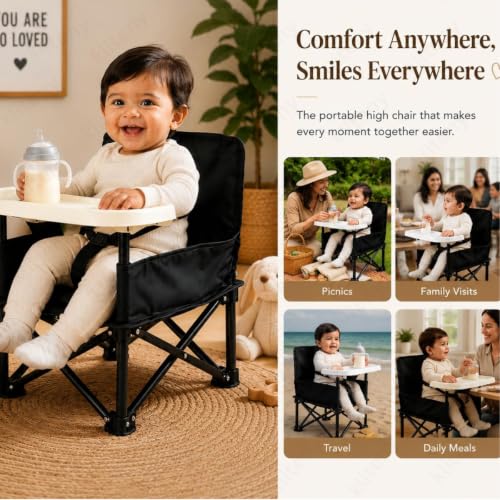 Image of Baby foldable chair | Space Saver Baby Seat Booster High Chair Camping Chair for Kids | Toddler Beach Chair for Travel, Outdoor | Folding Chair with Tray with Compact Design(multi color)(pack of 1)