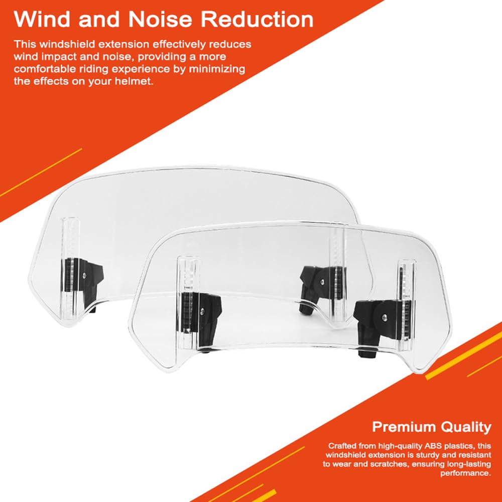 Estensione Parabrezza Moto Universale - Regolabile, ABS, 295x175mm, Per Protezione Dal Vento
