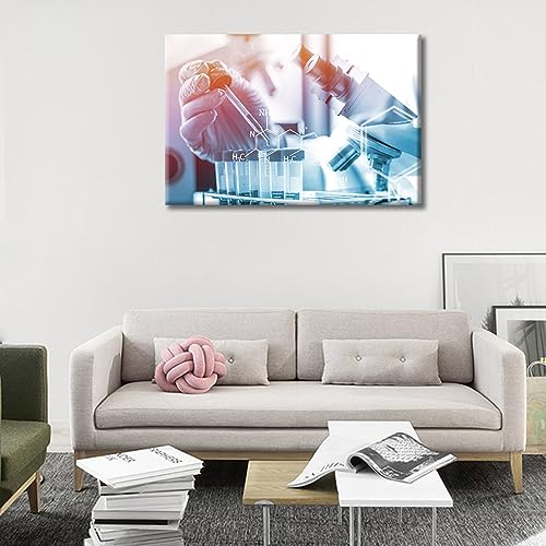 Image of TUMOVO Researchers do Chemical Experiments Wall Art for Living Nosocomium Chemical Equations Laboratory Research Concept Art Prints 1 Panels Wall Art Giclee Print Framed Ready to Hang (16 inch Wx24 H)