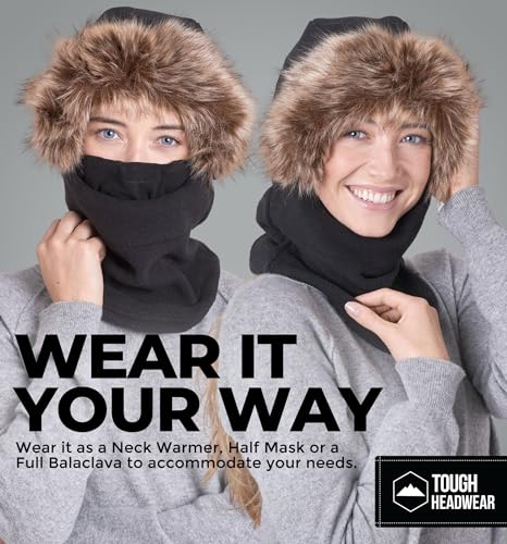 Image of Tough Headwear Fleece Balaclava Ski Mask - Windproof Cold Weather Gear - Thermal Winter Skiing Accessories - Motorcycle Gear