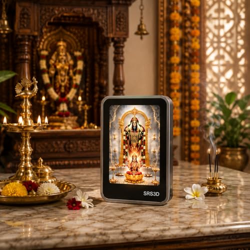Image of Tirupati Balaj Car Dashboard Dual Side Frame | Personalized |Home | Desk | Office | Small Glow Frame 4x3x1.5 INCH | Multi Color Light | Inside & Outside Visible |