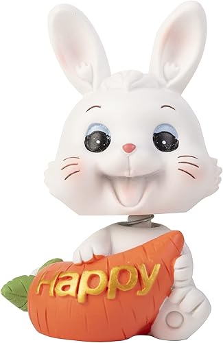 MuMyer Lindos adornos de conejito para coche, decoración de tablero de instrumentos de coche, muñeca de cabeza agitada