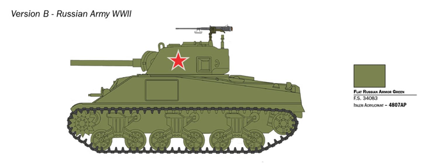 Italeri 25751 1:56 US M4 Sherman (75 mm) – Modélisme, kit de Construction, modélisme, Bricolage, Loisirs, Collage, kit de Construction en Plastique, détaillé, Non Peint, Couleur moulée