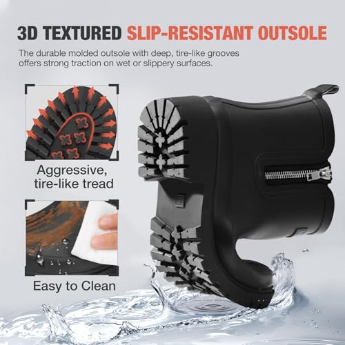 HISEA Short Rain Boots for Women with Zipper Waterproof Chelsea Boots Rubber Garden Shoes for Ladies Fashion2