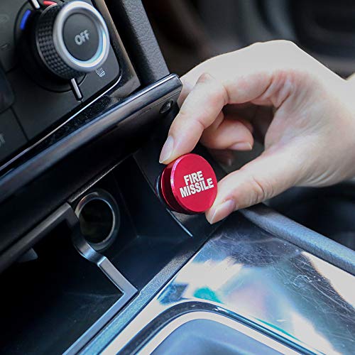 Image of 2 Pack Billet Aluminum Car Cigarette Lighter Plug Replacement, Eject Button FIRE Missile Button Universal Push Button Fits Most Automotive Vehicles (Red)