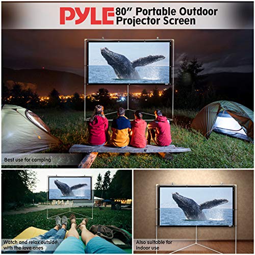 Pyle 84" Outdoor Portable Matt White Theater Tv Projector Screen W/Triangle Stand - 84 Inch, 16: 9, 1.15 Gain Full Hd Projection For Movie/Cinema/Video/Film Showing Outside Home - Prjtpots81.5 #TOP4