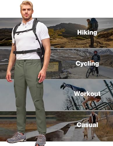Pantalon cargo de randonnée vert 52 homme coupe jogging extensible imperméable - 5