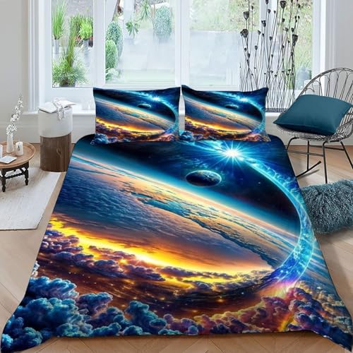 Housse de couette Cosmos terrestre imprimé stellar couvre-lit microfibre 220x240