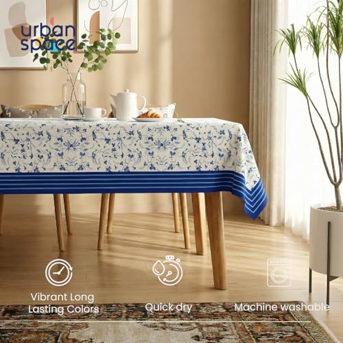Image of Urban Space Table Cover for Dining 6 Seater, Water, Dust and Stain Resistant Dining Table Cloth for 6 Seater, Anti Skid Cover Cloth for Center Table, Home Decor (Melody Ivory- 52 inchx92 inch)