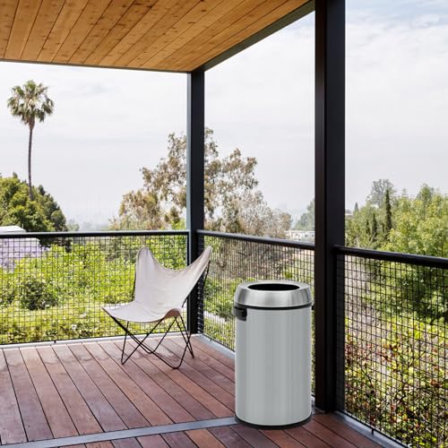 Image of GlowSol 17 Gallon Large Capacity Kitchen Trash Can, Commercial Open Trash Can, Heavy Duty Brushed Stainless Steel Garbage Can, 65 Liter, Suitable for Kitchen Outdoor Office