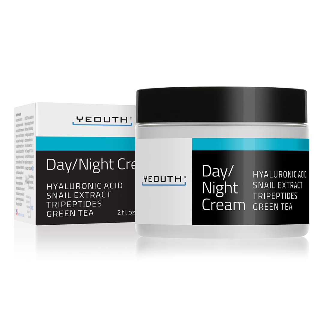 YEOUTH Creme Hydratante Visage Jour et de Nuit avec Acide Hyaluronique, Mucine d'Escargot et Tripeptide de Cuivre, Hydratant Creme Visage Sans Parfum 60ml
