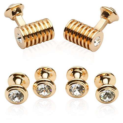 Set masculino de gemelos y pasadores en cristal oro rosa miniatura 1