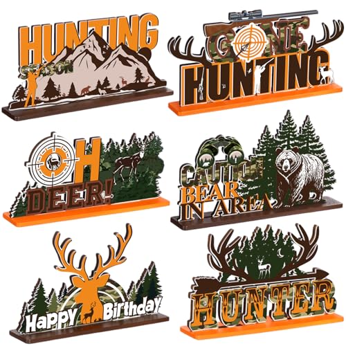 Wonderjune 6 Pcs Hunting Birthday Party Decorations Hunting Camo Deer