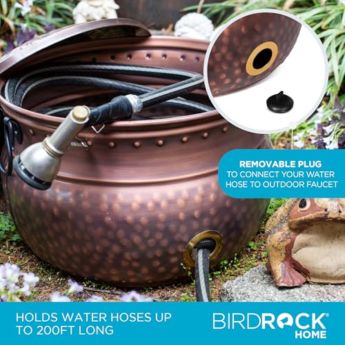 image for BirdRock Home Water Hose Holder with Lid | Ground Garden Hose Pot | De