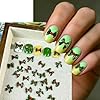 Mkwntg 50Pcs Green Bow Nail Charms Muti Shape Lattice Bow-Knot Nail Art Charms Red Green Color Scheme Nail Art Accessories for Women Spring Summer Holiday Manicure Supplies Crafts DIY Solon #5