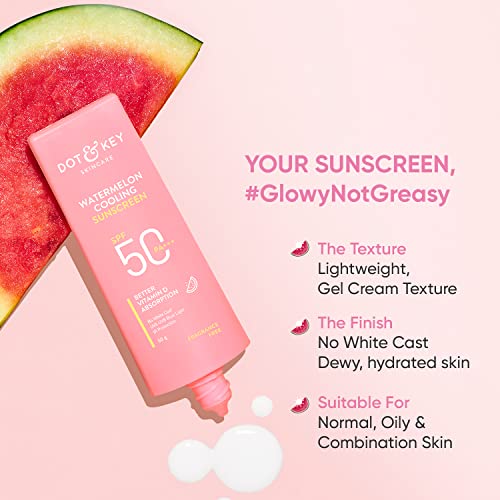 Dot & Key Watermelon Hyaluronic Cooling Sunscreen SPF 50 PA+++|for Moisturized Skin| UV + Blue Light Protection| Lightweight | No White Cast | Boosts Vitamin D Absorption I Quick Absorbing | 50g - Image 4