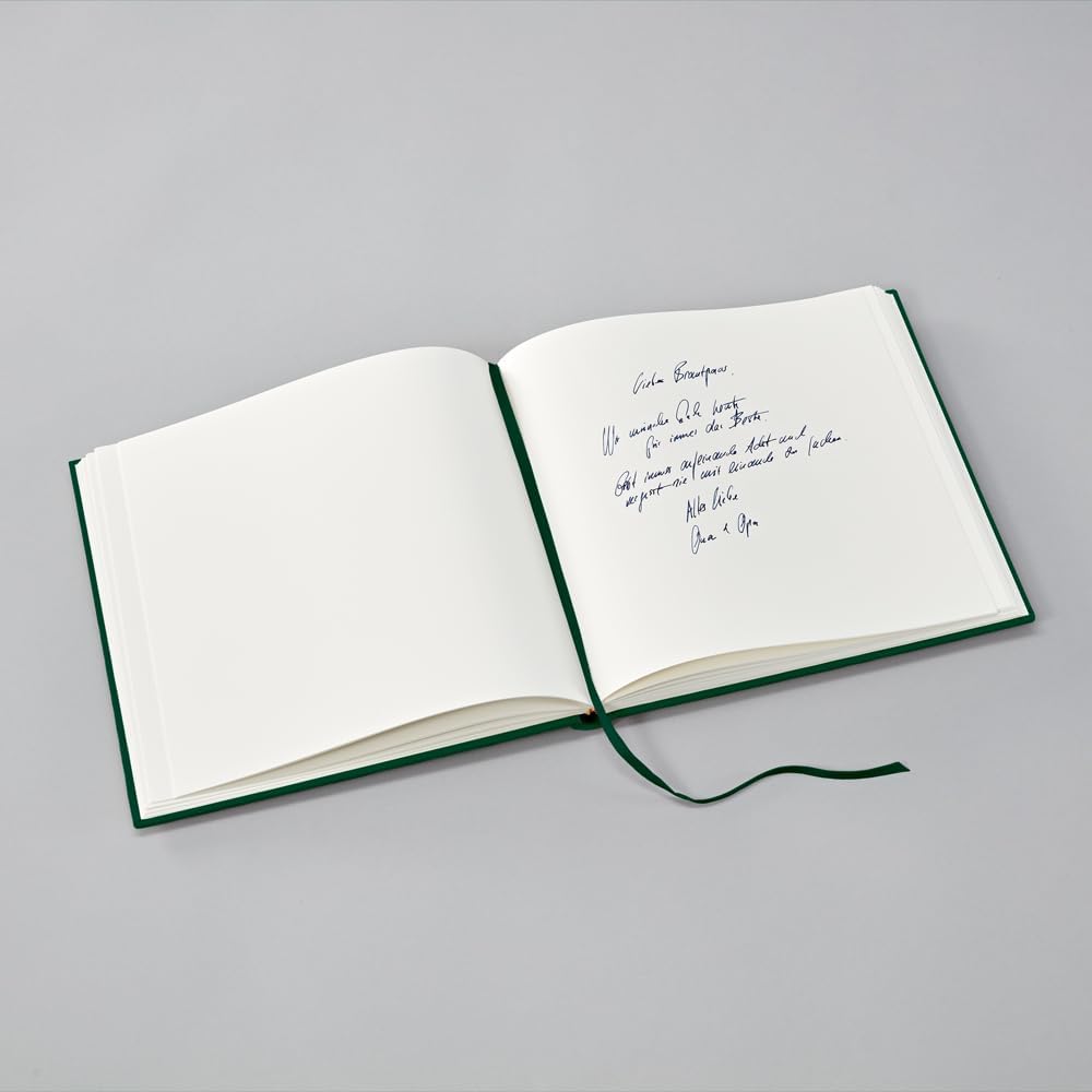 Semikolon 371038 Guest Book Slim 25 x 23 cm with 100 Blank Pages to Design Yourself Bookmark Forest Dark Green