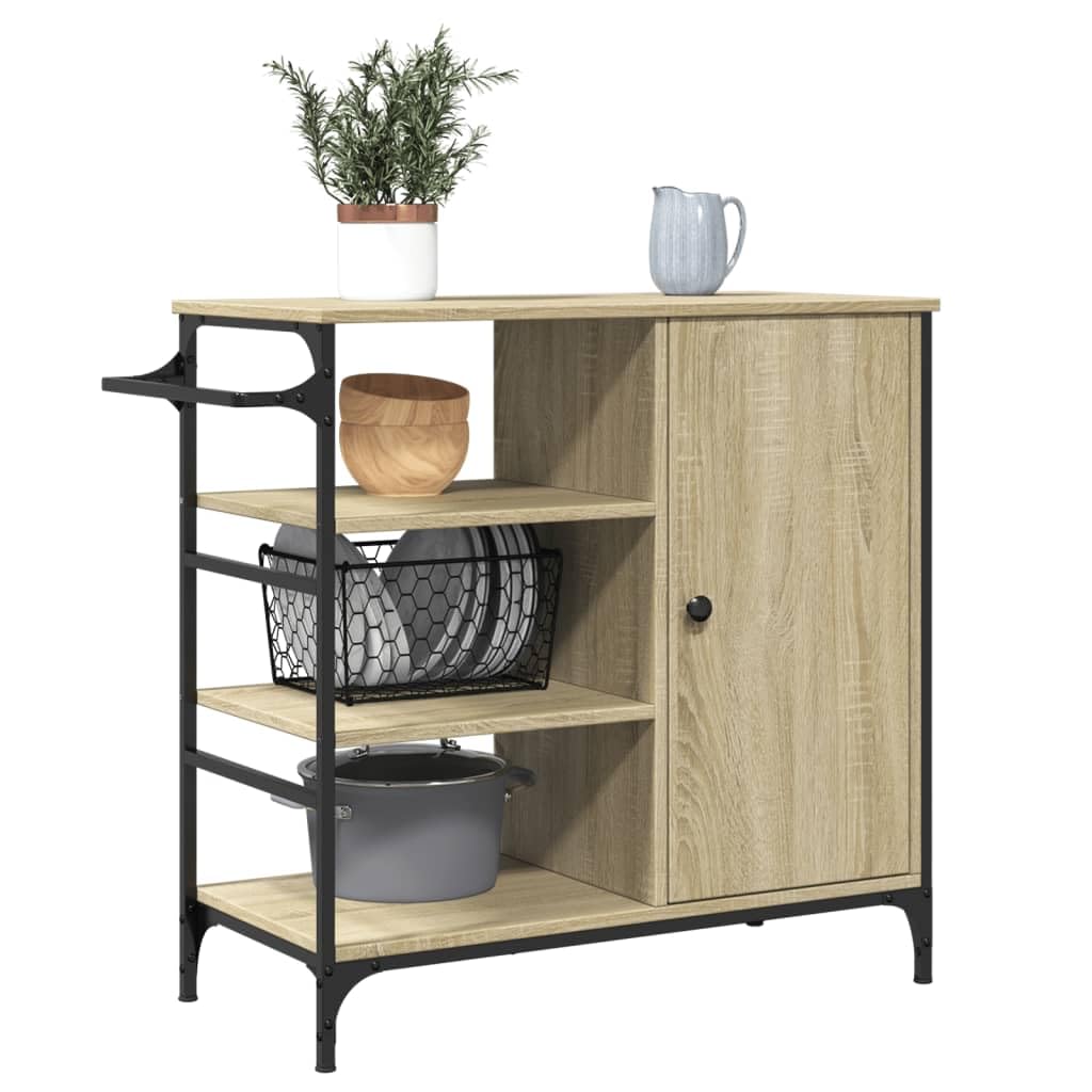 Hothingwell Carrello da cucina Dub Sonoma 87,5 x 38,5 x 84,5 cm Legno