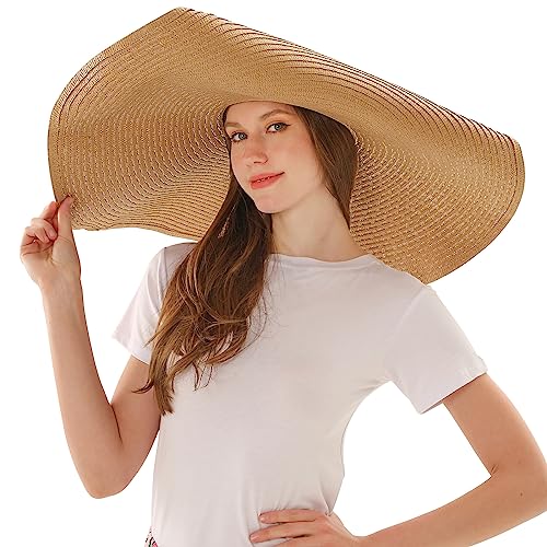 Sombrero de playa grande para mujer con ala ancha