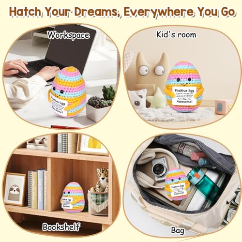 AICase Crochet Positive Egg Easter Gifts Easter Basket Stuffers Essentials Fillers Decorations Home Decor Emotional Support Nuggets Stuff Funny Cute Ideas for Girls Women Friends Birthday Pascua - Image 5