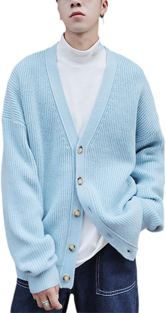 Men Casual Harajuku Sweaters Vintage Winter Long Sleeve Hip Hop Cardigan Sweater