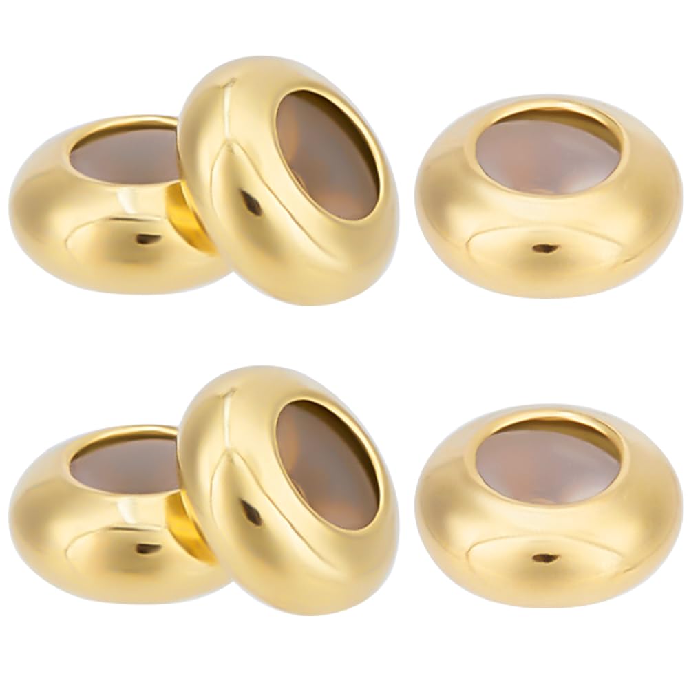 Beebeecraft 40Pcs Stopper Beads for Charm Bracelets 24K Gold Plated 7mm Adjustable Slider Beads Metal with Rubber Inside