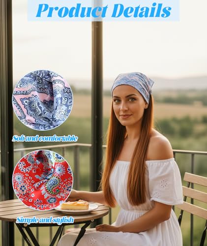 Image of Bandanas For Women, Boho Triangle Headbands, Floral Bandanas Headscarf Chiffon Hairbands Elastic Hair Scarf Boho Headbands Hair Accessories For Women Girls