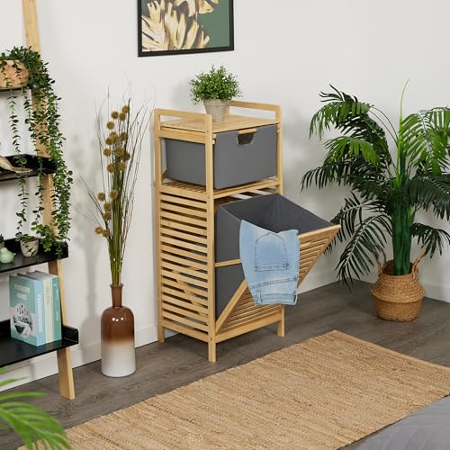 Meuble à linge Relaxdays avec bac amovible 30L et étagère de rangement gain de place - 3