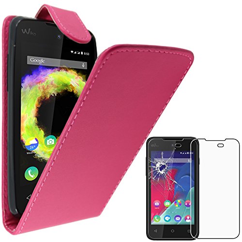 ebestStar - Coque Compatible avec Wiko Sunny 1 (2016) et Sunset 2 (2015) Etui Housse PU Cuir Rabat Flip, Rose + Film Protection écran Verre Trempé [Appareil: 128 x...