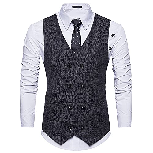 ADDZYY Herren Weste V-Ausschnit Vintage Kurzweste Slim fit Sweatweste Anzugweste Basic Mode Businessweste Anzug Herren V-Ausschnitt Anzugwesten Mode Formale Slim Fit Business Kleid Weste Cover