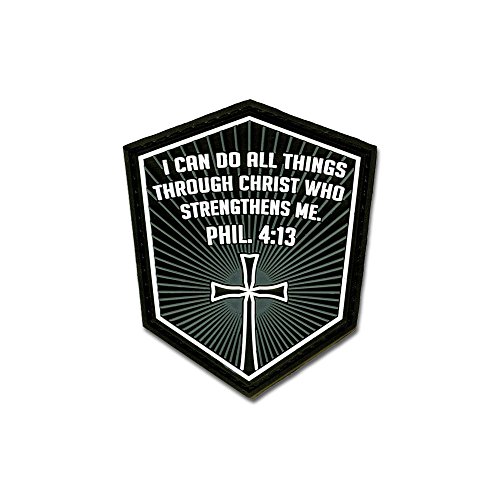 Bastion Tactical Combat Badge PVC Morale Patch Hook and Loop Patch - Phil. 4:13 (Gray)