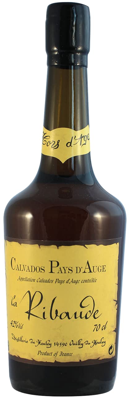 Calvados La Ribaude Hors d´Age 42° Vol. über 12 Jahre im Barrique gereift von Distillerie du Houley (1x0,7l), exzellenter Calvados aus der Normandie