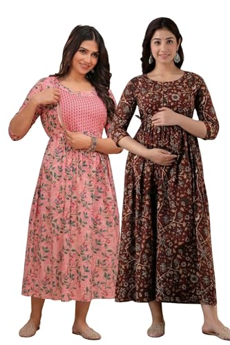 Image of Women's Maternity Kurti for Feeding Zippers |Easy Breastfeeding Kurti for Nursing Pre and Post Pregnancy (Combo of 2 Kurti)