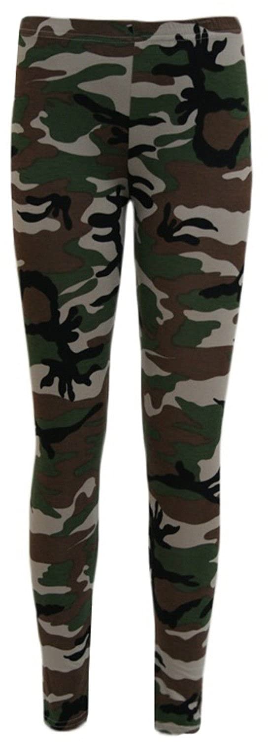 Crazy Girls Womens Bang Aztec Batman Skull Rose Leopard Print Casual Leggings (S/M-UK8/10, Camouflage Print)