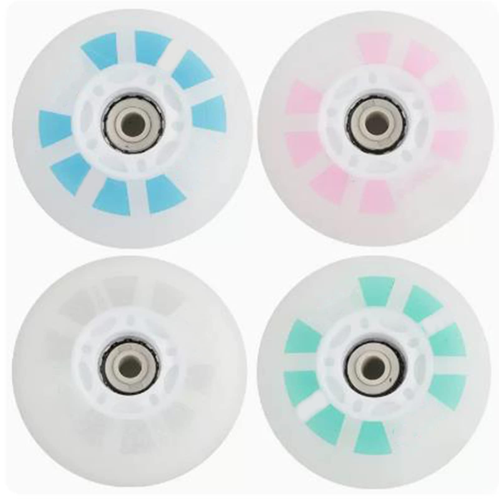 Generico Rotelle per Pattini in Linea Esterno Interno Ruote Luminose A LED da 72 mm, 76 mm E 80 mm, Senza Cuscinetti, Scorrevoli, Sportive, Confezione da 8, 90 A