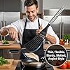KSENDALO Thin Flexible Nylon Fish Spatula for Nonstick Cookware Fish Spatula Egg Flipper Hollow Steel Handle, LFGB Certified Nylon Thin Blade Sturdy Hollow Handle Dishwasher Safe- Silver/Black #4
